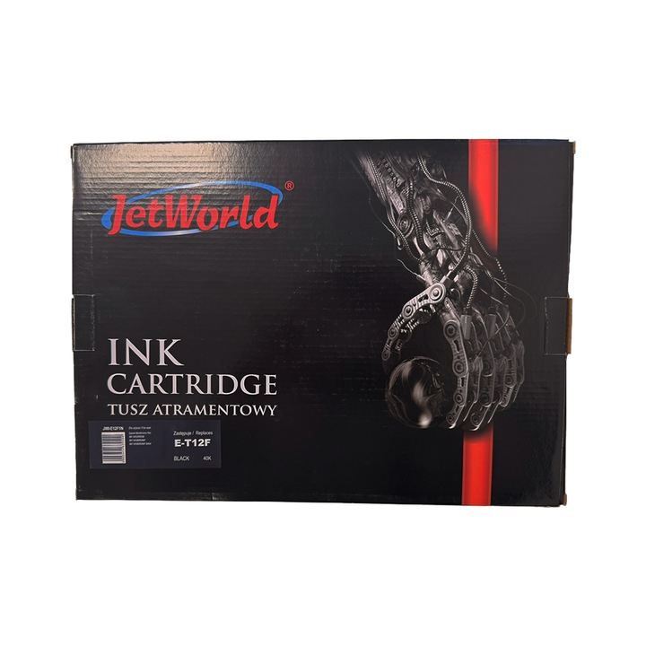 JetWorld tintapatron, kompatibilis, fekete, 40.000 oldal kapacitás, xxl, JWI-E12F1N, WF-M5899