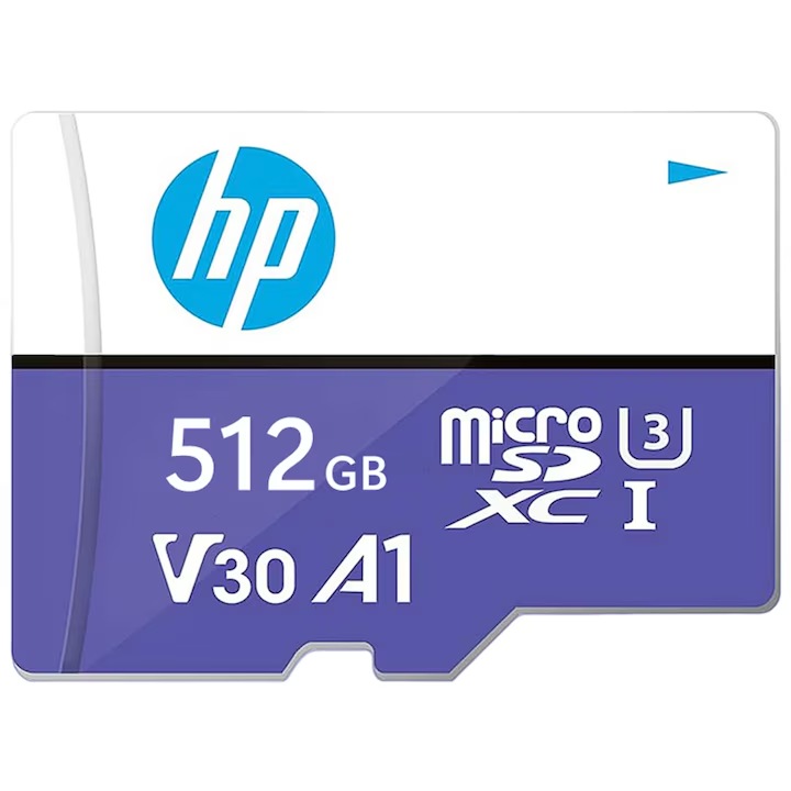 HP 512GB MicroSD memóriakártya, UHS-I, akár 100MB/s sebesség, Class 10, A1, SD adapterrel, okostelefonnal, tablettel, kamerával kompatibilis, víz- és ütésálló