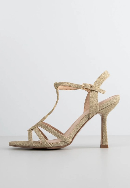 Sandale Dama Head Over Heels cu Toc, Auriu, Marime 36 EU