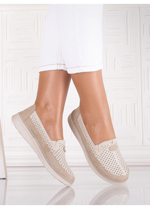 Pantofi dama casual Bej/kaki din Piele Ecologica Atinos, Bej