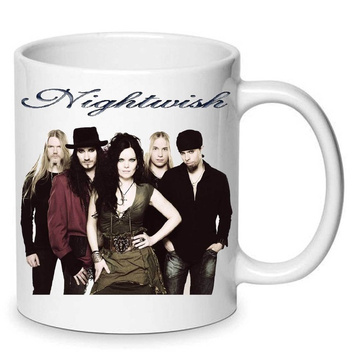 Cana ceramica Nightwish Band No6, 330ml, alb, design imprimat de inalta definitie, manere ergonomic