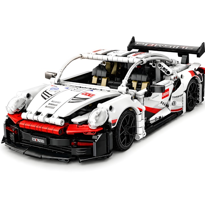 Set de Constructie cu 1068 Piese Tip Blocuri Constructie MiniBric® Race ON, Tehnic, Masina, Detalii Realiste, Suspensie, Directie, Volan Functional, Scara 1:14, 36 cm