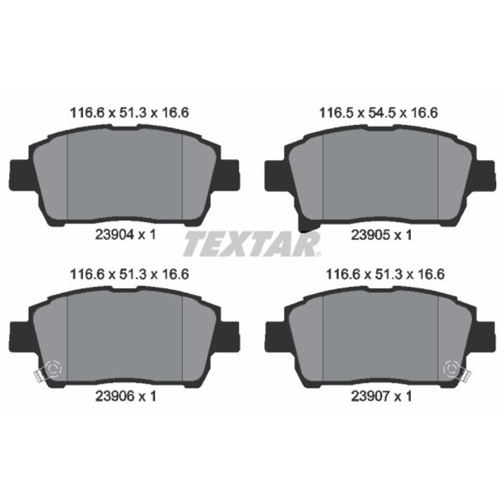 Комплект накладки Textar 2390401, съвместими с BYD F3/F3R, Geely MK, Great Wall Coolbear, Toyota Corolla, многоцветни, RAR сертификат