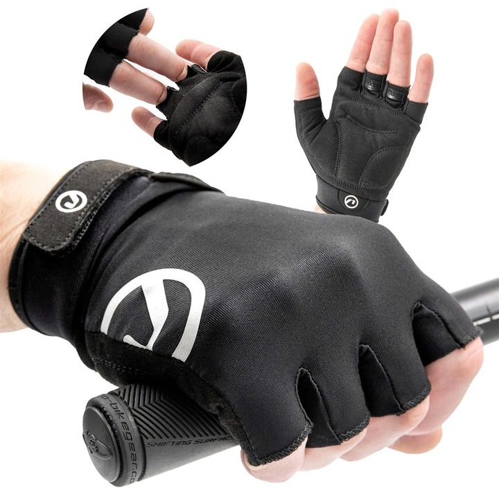 Rövid kerékpáros kesztyű Accent Blacky fekete L ujjatlan