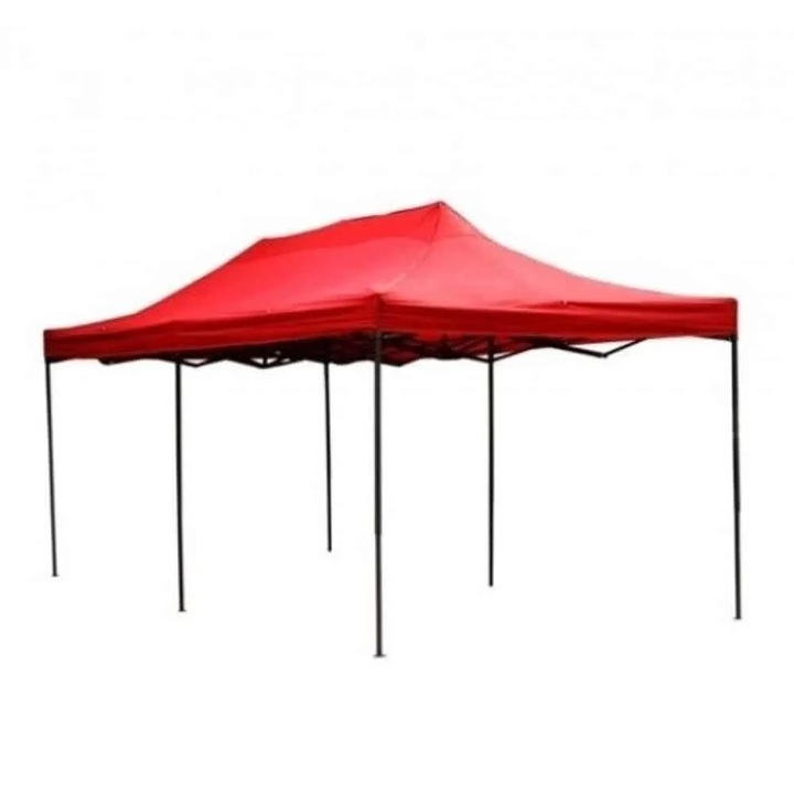Fém pavilon típusú kerti sátor, vízálló 3×6 méter, piros