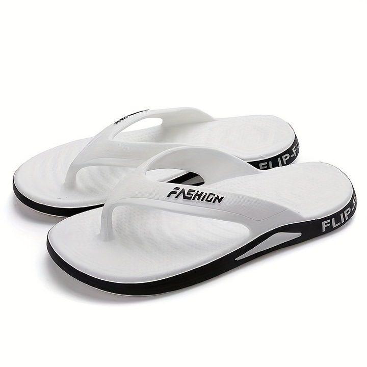 Slapi barbati pentru plaja si piscina, MENZ®, model AquaStep, Alb