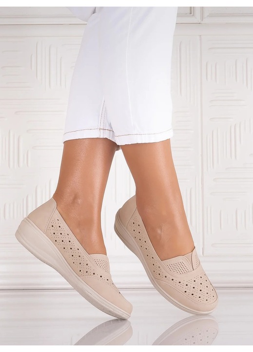 Pantofi dama casual Bej din Piele Ecologica Audara, Bej