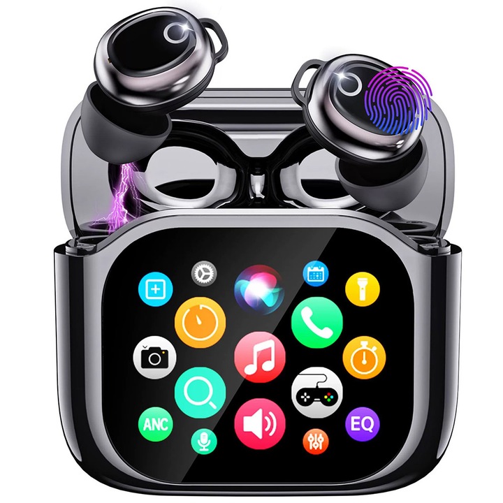 JM28 vezeték nélküli alvó fejhallgató, Bluetooth 6.0, intraaurális kialakítás, zajcsökkentés, magas hangminőség és hosszú üzemidő, alacsony késleltetés játékhoz, mikrofonnal, bármilyen telefonnal kompatibilis, USB Type-C töltés, vízálló, Fekete