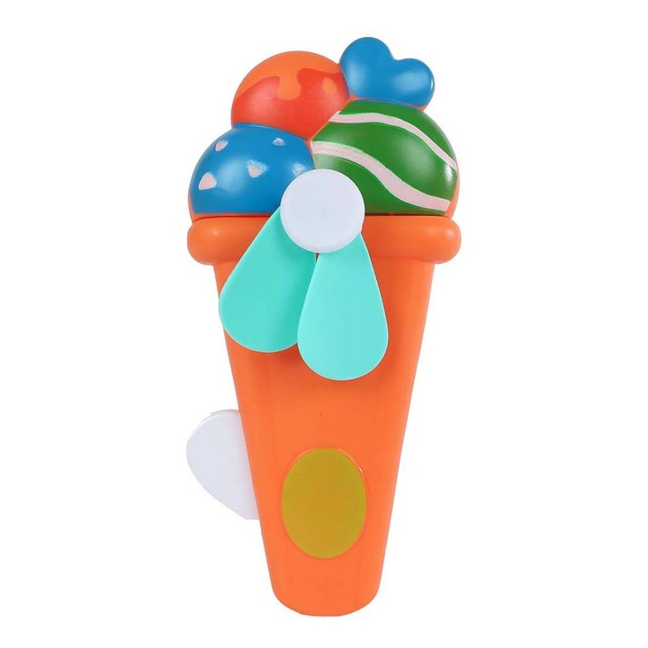 Mini ventilator portabil de mana, Model inghetata, Pentru copii, Portocaliu
