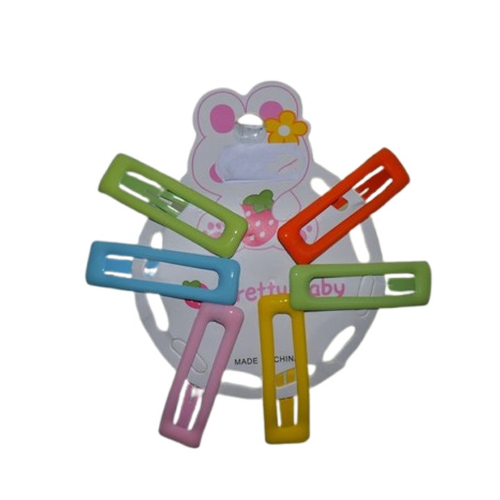 6 db Mini Junior hajtű készlet, téglalap alakú, többszínű, 5 cm
