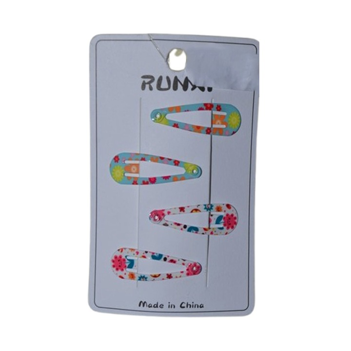 Set 4 agrafe de păr Mini Junior, flori, multicolor, 3cm