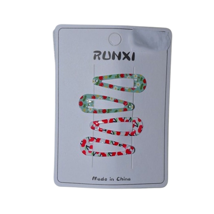 4 db Mini Junior hajcsat szett, gyümölcsös design, többszínű, 3 cm