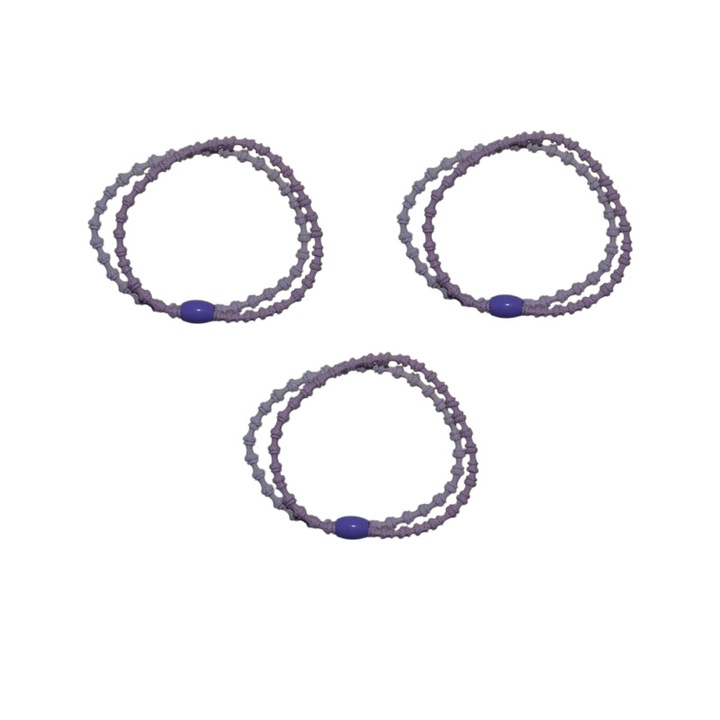 Elastic de păr, set 3 bucăți, Mini Junior, mov, diametru 7cm