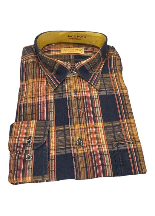 Férfi ing kék, sokszínű, hosszú ujjú, pamut-poliészter, XL-es méret 43-44