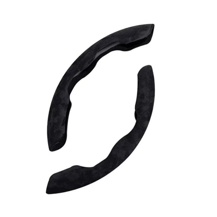 Set 2 ornamente volan finisaj ALCANTARA NEGRU, dimensiune universala