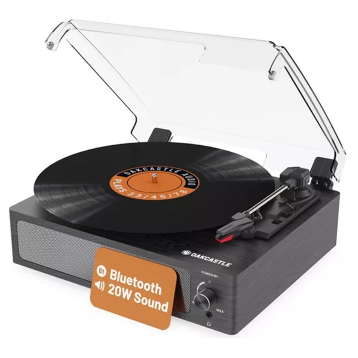 Gramofon vintage Oakcastle TT100, Bluetooth, 33/45/78 RPM, 32x30x13,1cm, set complet