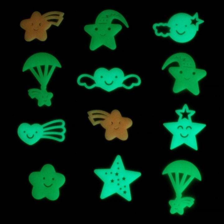Autocolante Fosforescente Perete Shopiens Stele Multicolore Glow In The Dark Set Decor Tavan Camera Copii Reutilizabile 14x15.5cm