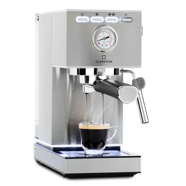 Espressor Klarstein Espressionata Evo, 950 W, 19 Bar, 1,2 L, 2 cesti, design retro, rezervor detasabil