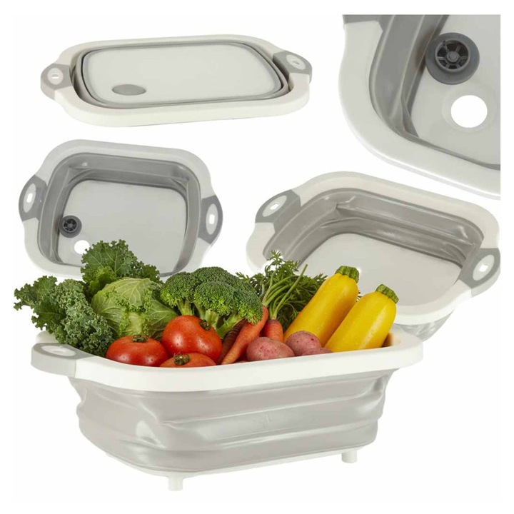 Összecsukható szilikon tál 5.5L lefolyóval