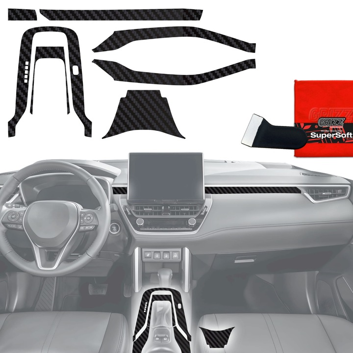 Folie de protectie pentru interior, Grizzprotector - Pianoskin Carbon Matte 7In1 Pentru Toyota Corolla (2019-2025)