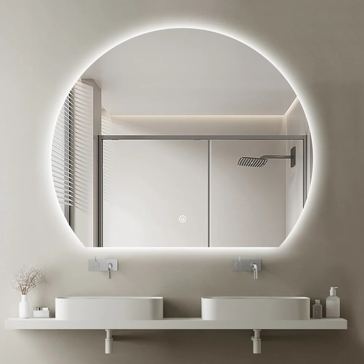 Oglinda de baie, oglinda rotunda Fenome Lisa cu iluminare LED inclusa, incalzire, Touch - 100cm