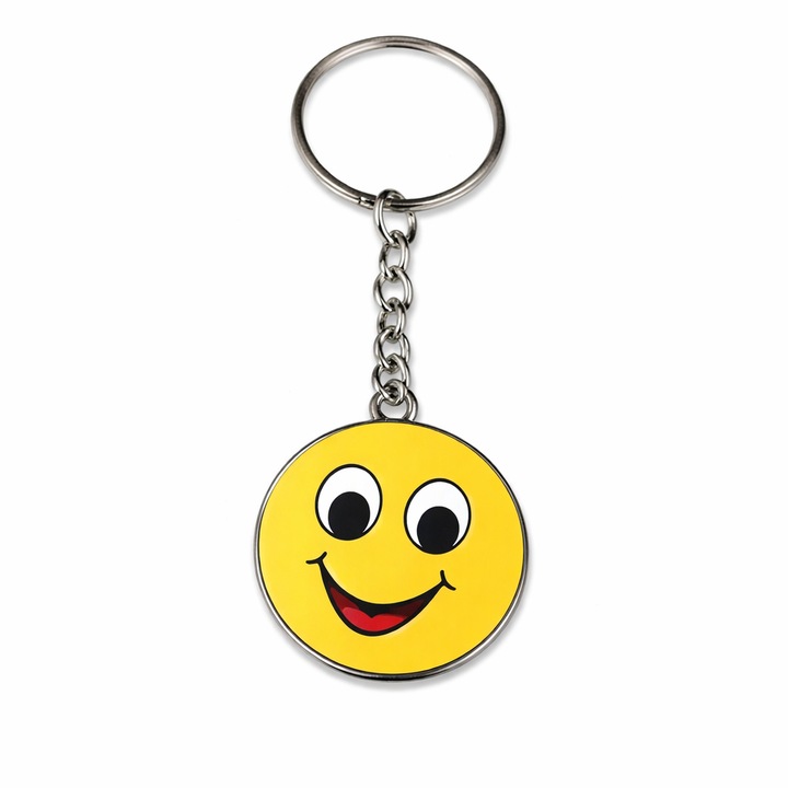 Breloc chei emoticon zambitor, metalic, galben, 9.8 x 3.8 cm, inel 2.6 cm, accesoriu decorativ