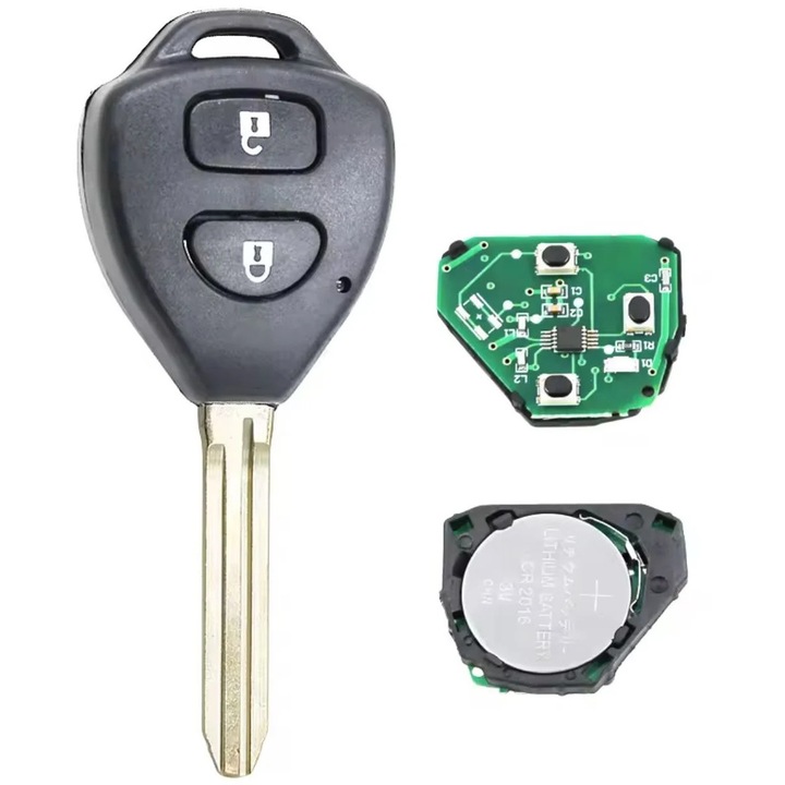 Techstar távirányítós autókulcs, kompatibilis Toyota RAV4, Corolla, Yaris modellekkel, 2 gombos, 433 MHz, 4D67 / 72G chip, B41TA / B42TA, TOY43 penge