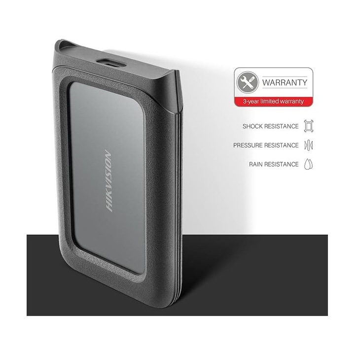 Hard Disk Extern Hikvision 2TB 2.5 Inch USB-C USB 3.1 Rezistent la Socuri, Apa, Praful si Durabil pentru Mac/PC/TV/PS4/Xbox/Wii