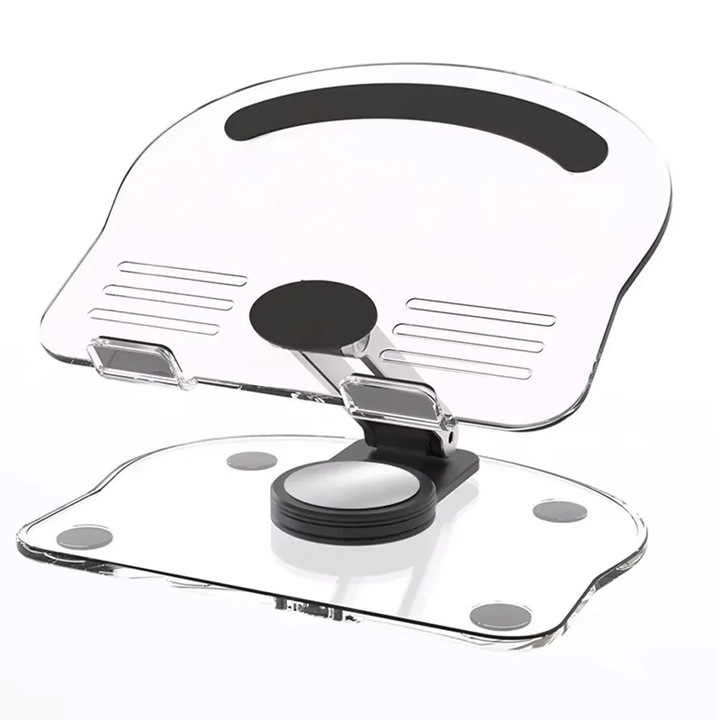 Suport transparent din acril pentru tableta \ rotativ si pliabil \ suport portabil antiderapant pentru tableta \ negru