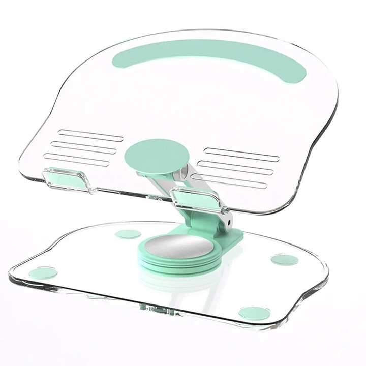 Suport transparent din acril pentru tableta \ rotativ si pliabil \ suport portabil antiderapant pentru tableta \verde