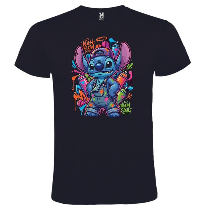 Tricou unisex personalizat "Stitch-2026", Negru, marime S, CRD PRINT