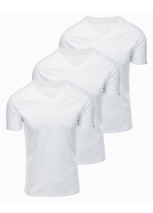 Set de tricouri BASIC din bumbac OMBRE OM-TSBS-0281, Alb, XL