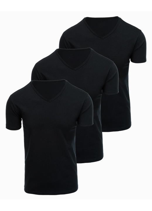 Set de tricouri BASIC din bumbac OMBRE OM-TSBS-0281, Negru, XL