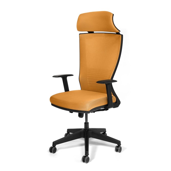 Scaun birou ergonomic KRONSIT UDINE, mesh 3D Air, 4 poziții, portocaliu, 125-135x49x62cm