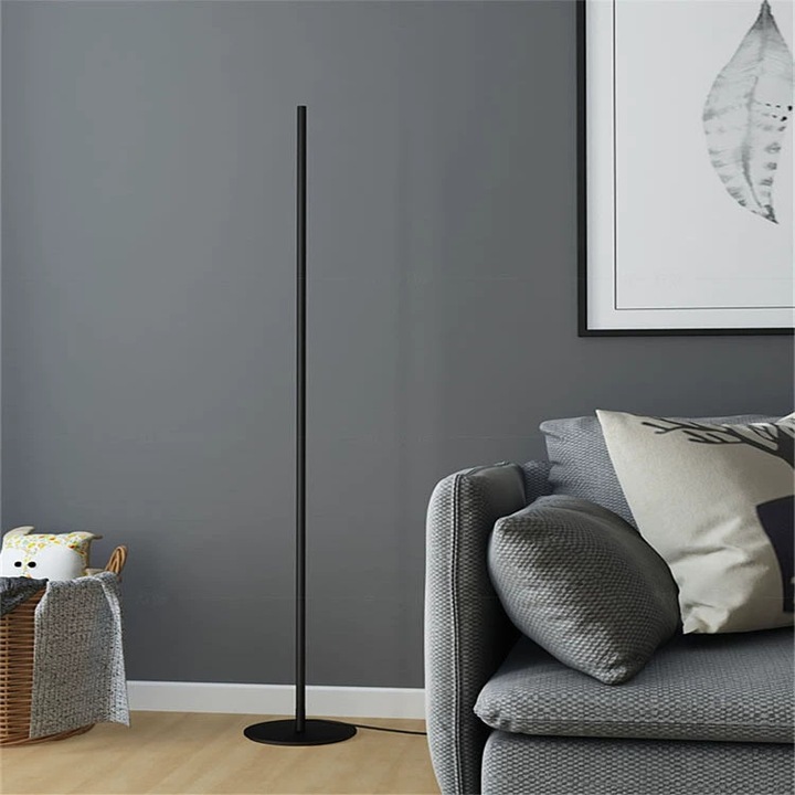 LED лампа за ъгъл, Kardleen®, 3 цветови температури, минималистичен дизайн, димируема, метална основа, управление чрез приложение и дистанционно, многоцветно амбиентно осветление, амбиентно осветление за всекидневна, спалня и офис, черна, 140см
