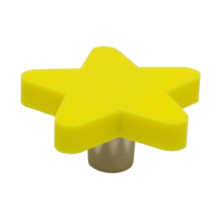 Set 2 x Buton Mobilier Copii Steluta Galbena, 48x48x24 mm