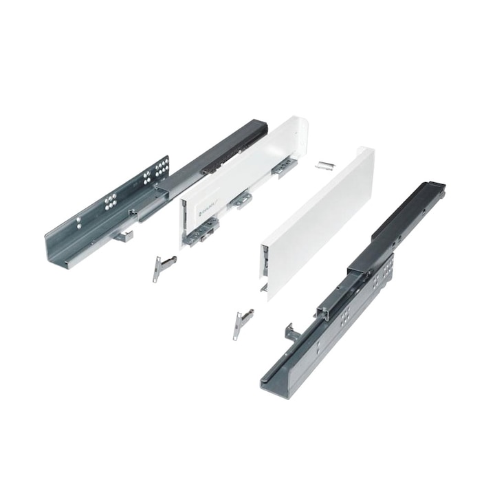 Set 2 x Glisiera Idealbox Slim, L350 mm, H126 mm, pentru Placa de 18 mm, Finisaj Antracit