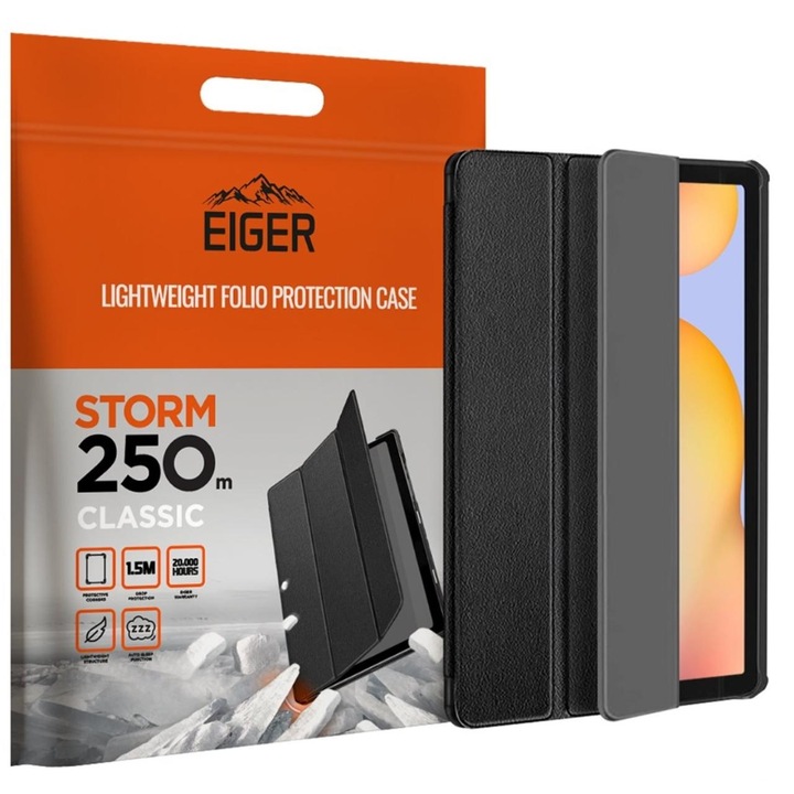 Husa Eiger Storm 250m Classic compatibila cu Samsung Galaxy Tab S6 Lite Black