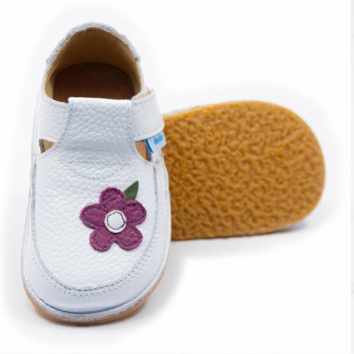 Pantofi copii barefoot Dodo Shoes Wild Flower, Alb
