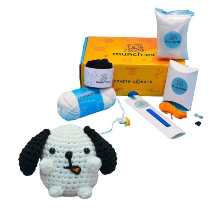 Set de croșetat MUNCHIES, Potrivit pentru începători, Cu tutoriale video în bulgară pentru stângaci și dreptaci