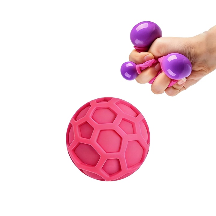Minge de decomprimare, roz, mica, portabila, terapeutica