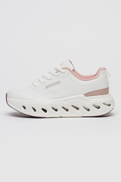 LOTTO, Pantofi sport Aquila de plasa cu amortizare, Roz pastel/Alb optic