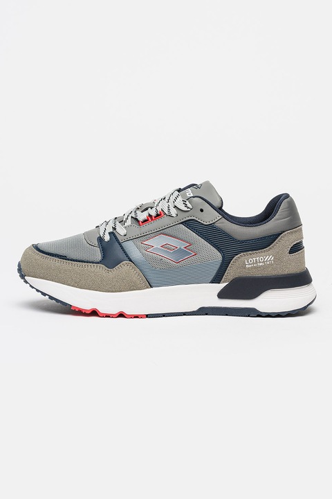 LOTTO, Pantofi sport low-cut Berne cu strat exterior de piele ecologica, Gri deschis