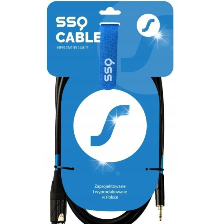 Аудио кабел XLR 3 пина, жак стерео 3.5 мм, 0.5 м, черен