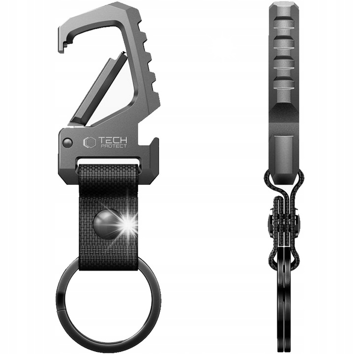 Tech-Protect Slidelock kulcstartó, alumínium, biztonságos nyitás, gunmetal, 10.8x0.8cm, 1 db-os készlet