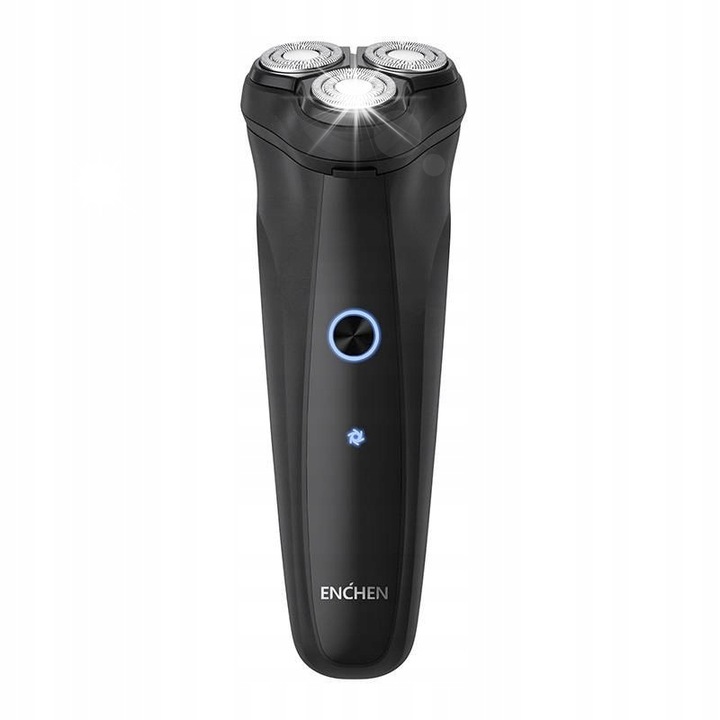 Aparat de ras ENCHEN, Warrior, 3 capete, trimmer inclus, negru, 155x53mm