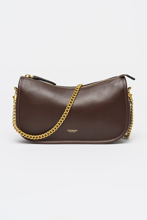 COACH, Waverly állítható pántos bőr válltáska, Sötétbarna