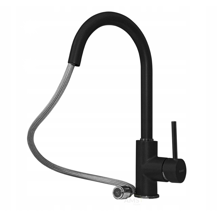 Blanco Mida-S csaptelep, fekete, 336mm magasság, kihúzható szórófejjel, 35mm-es beépítés