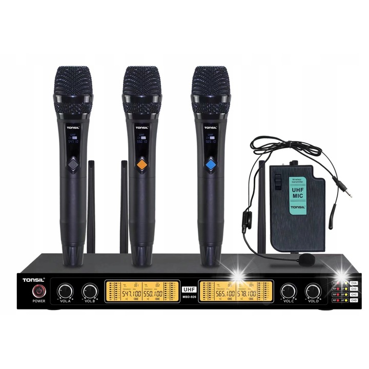 Tonsil MBD 926 vezeték nélküli mikrofon szett, 4 mikrofon, fém, 600~700MHz