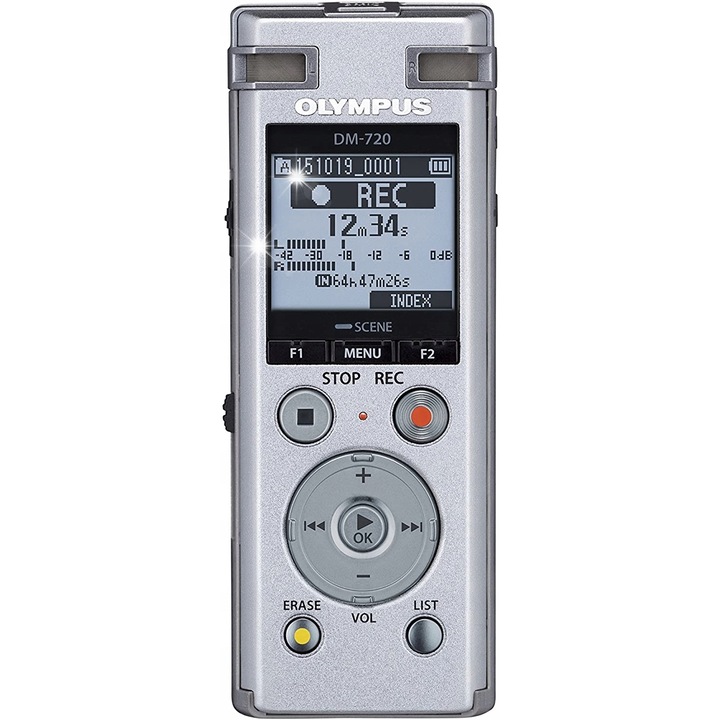 Репортофон Olympus DM-720, 3 микрофона, USB, сребрист